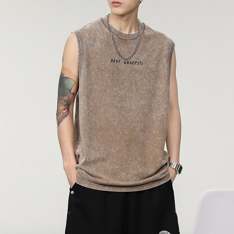 Summer Retro Washed Cotton Tank Top Vest For Men - Bellarte Enchanté Summer Retro Washed Cotton Tank Top Vest For Men