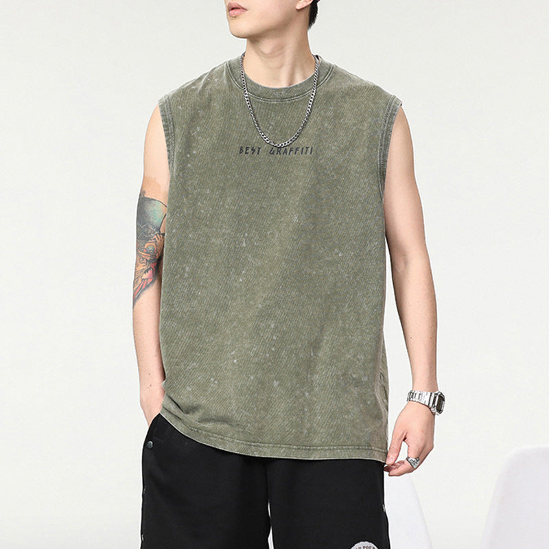 Summer Retro Washed Cotton Tank Top Vest For Men - Bellarte Enchanté Summer Retro Washed Cotton Tank Top Vest For Men
