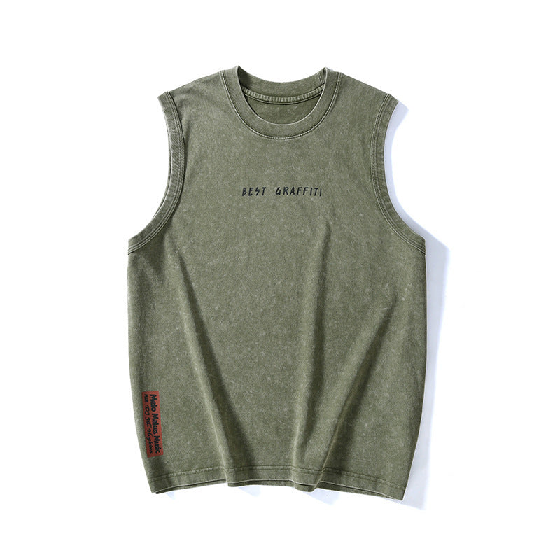 Summer Retro Washed Cotton Tank Top Vest For Men - Bellarte Enchanté Summer Retro Washed Cotton Tank Top Vest For Men