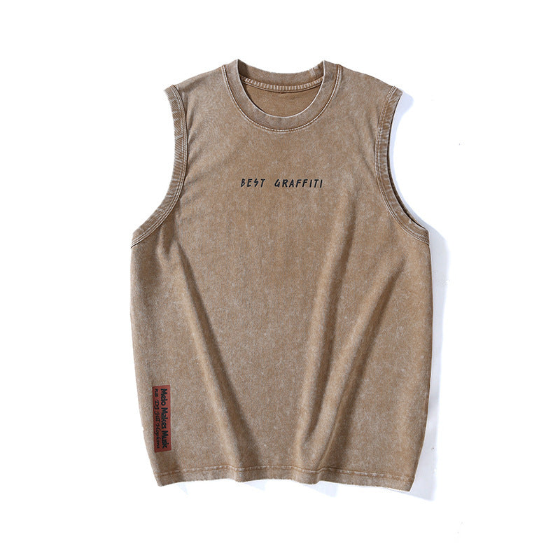 Summer Retro Washed Cotton Tank Top Vest For Men - Bellarte Enchanté Summer Retro Washed Cotton Tank Top Vest For Men