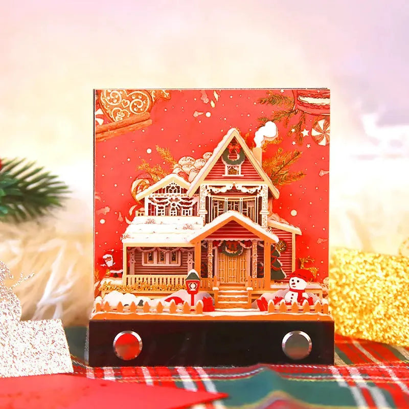 The Christmas Cottage 3D Paper Carving Three-dimensional Desk Calendar - Bellarte Enchanté The Christmas Cottage 3D Paper Carving Three-dimensional Desk Calendar