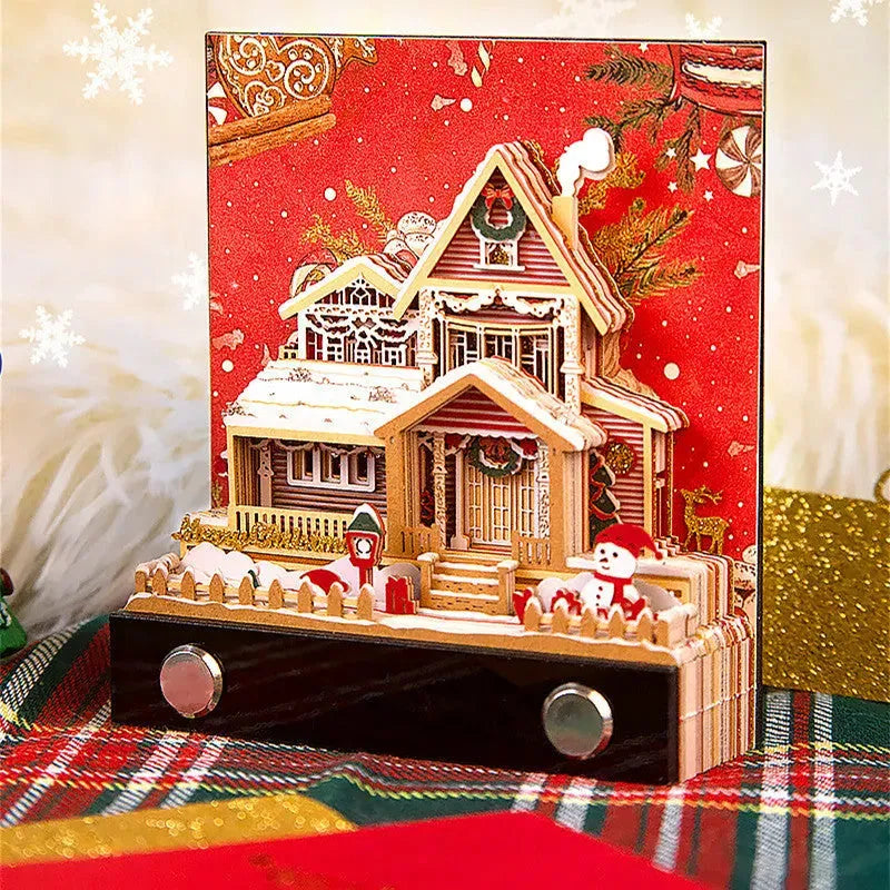 The Christmas Cottage 3D Paper Carving Three-dimensional Desk Calendar - Bellarte Enchanté The Christmas Cottage 3D Paper Carving Three-dimensional Desk Calendar