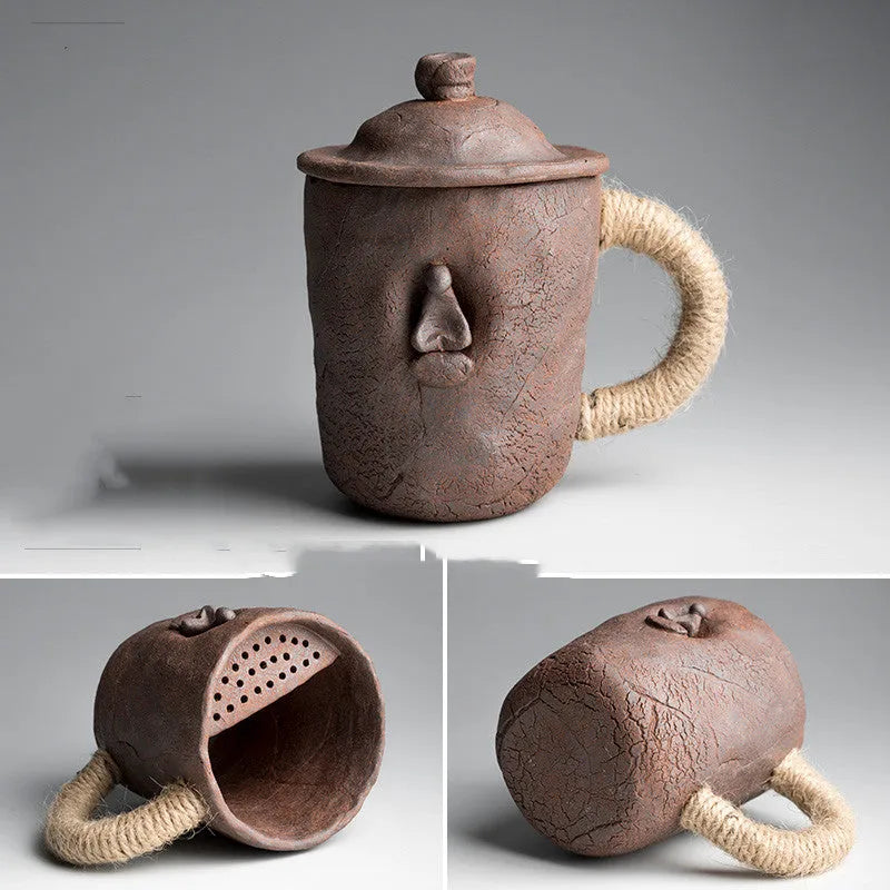 Thick Ceramic Mug With Lid Spoon Ceramic Office - Bellarte Enchanté Thick Ceramic Mug With Lid Spoon Ceramic Office