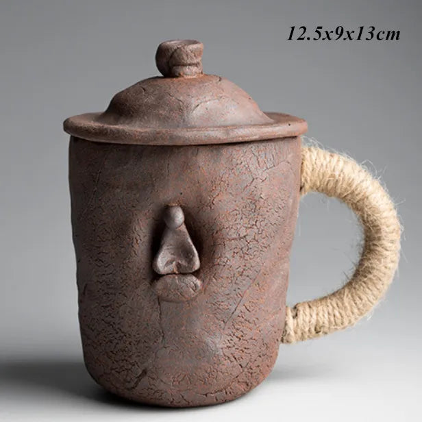 Thick Ceramic Mug With Lid Spoon Ceramic Office - Bellarte Enchanté Thick Ceramic Mug With Lid Spoon Ceramic Office