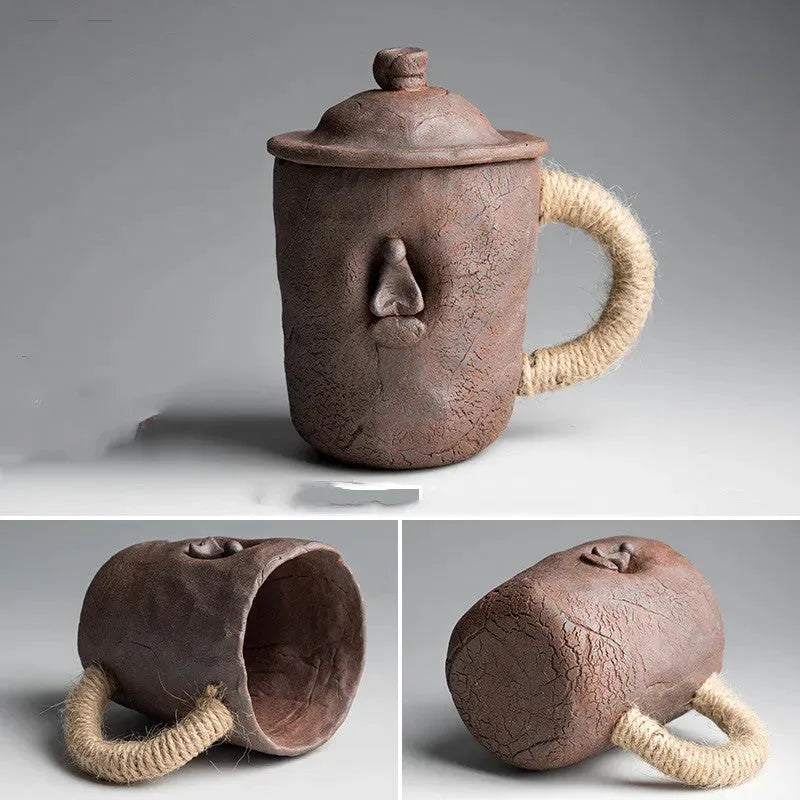 Thick Ceramic Mug With Lid Spoon Ceramic Office - Bellarte Enchanté Thick Ceramic Mug With Lid Spoon Ceramic Office