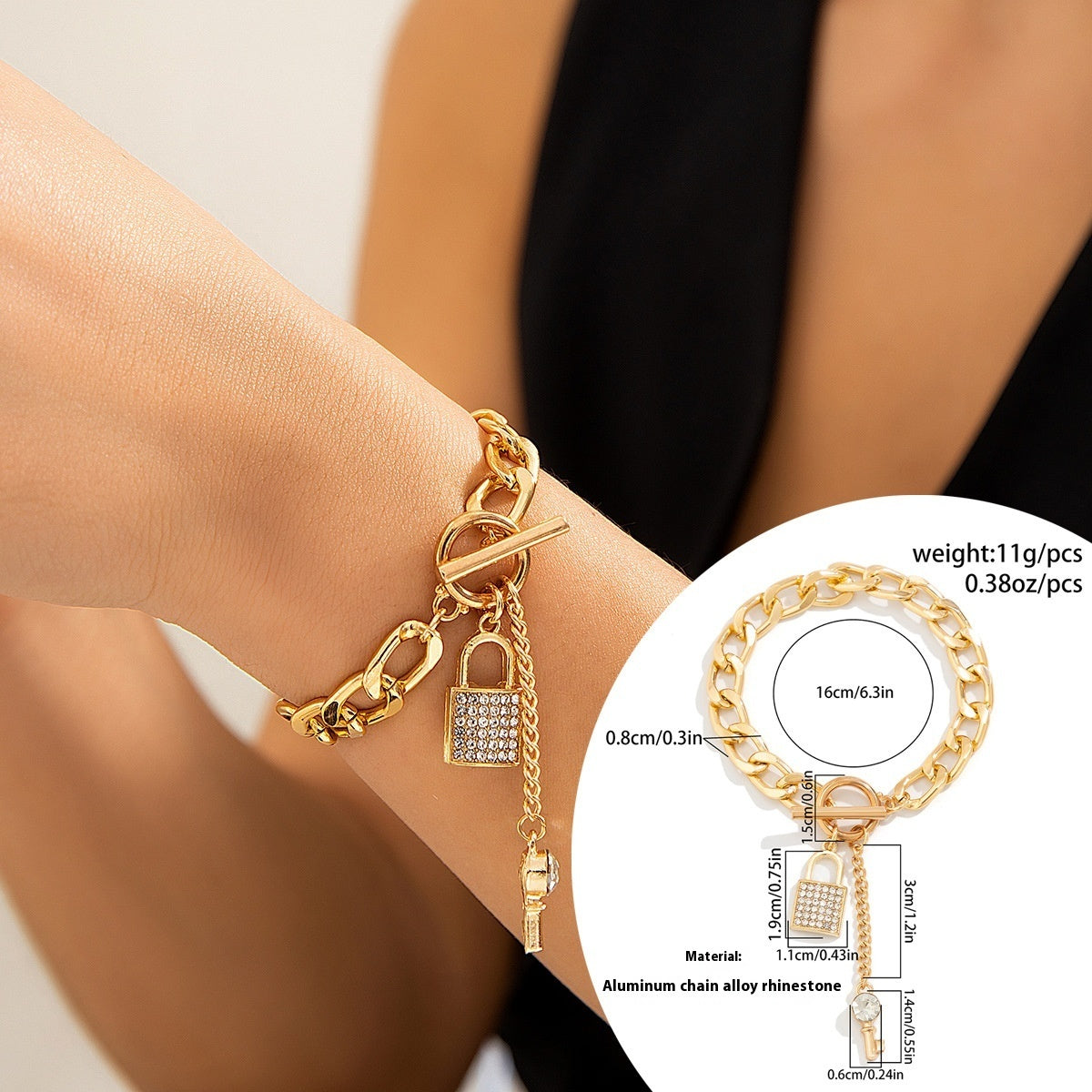 Thick Chain With Shiny Lock And Key Pendant Necklace For Women Trendy Ladies Accessories On The Neck Fashion Jewelry Female - Bellarte Enchanté Thick Chain With Shiny Lock And Key Pendant Necklace For Women Trendy Ladies Accessories On The Neck Fashion Jewelry Female