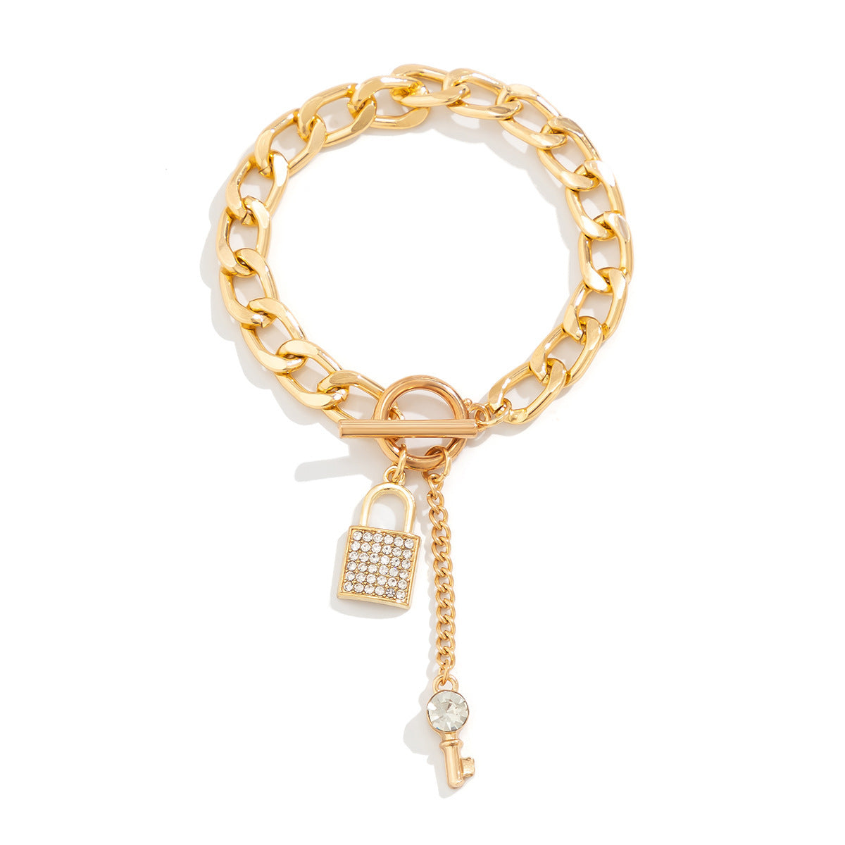 Thick Chain With Shiny Lock And Key Pendant Necklace For Women Trendy Ladies Accessories On The Neck Fashion Jewelry Female - Bellarte Enchanté Thick Chain With Shiny Lock And Key Pendant Necklace For Women Trendy Ladies Accessories On The Neck Fashion Jewelry Female
