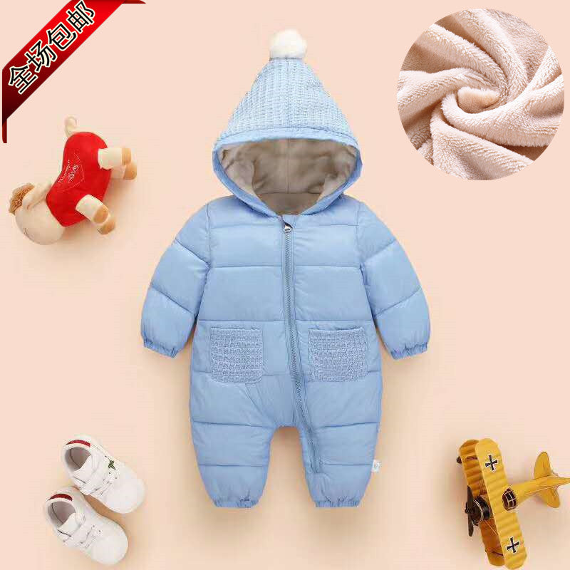 Thick Warm Flannel Soft Lined Solid Baby Romper - Bellarte Enchanté Thick Warm Flannel Soft Lined Solid Baby Romper