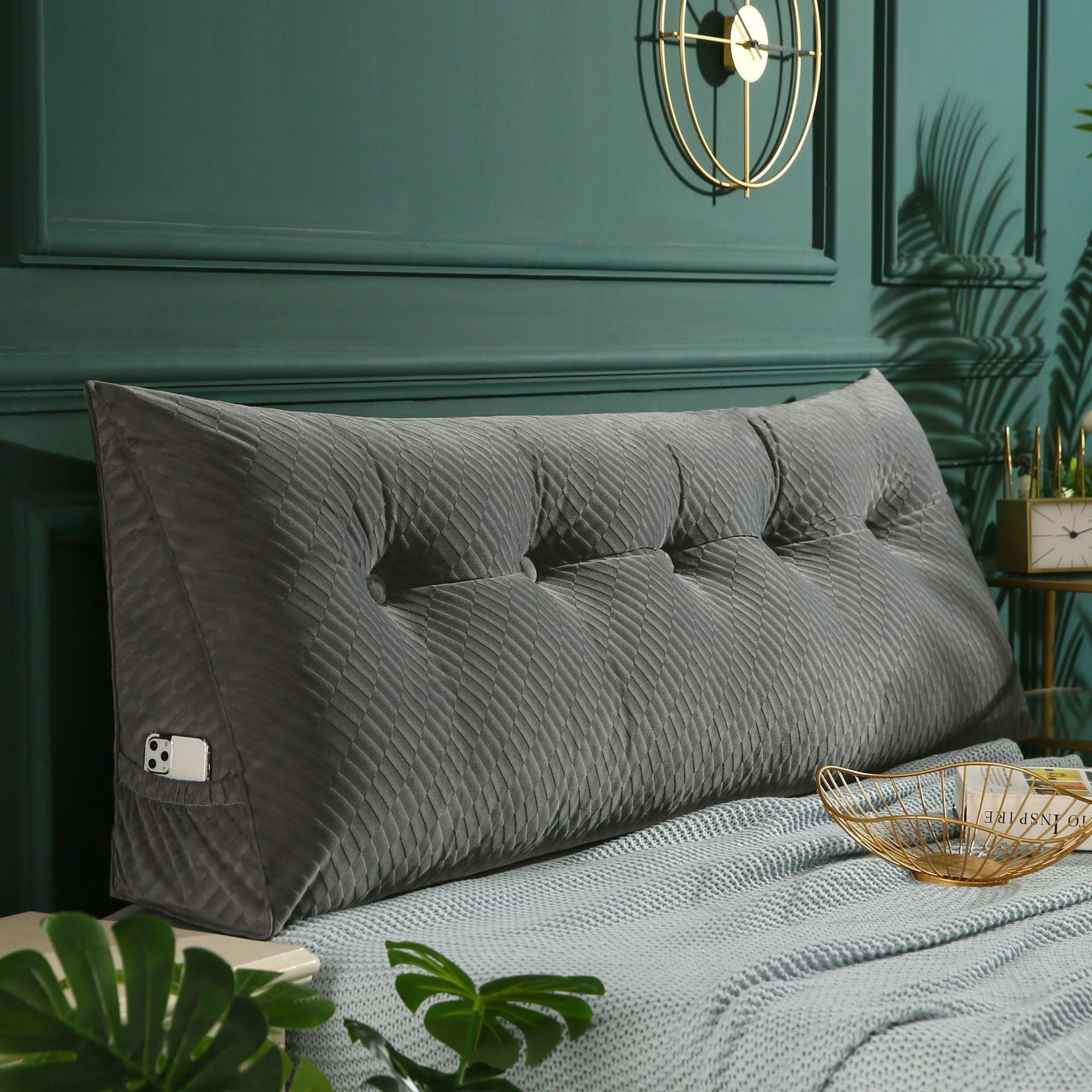 Three Dimensional Velvet Triangle Big Cushion Bedside Cushion Can Be - Bellarte Enchanté Three Dimensional Velvet Triangle Big Cushion Bedside Cushion Can Be