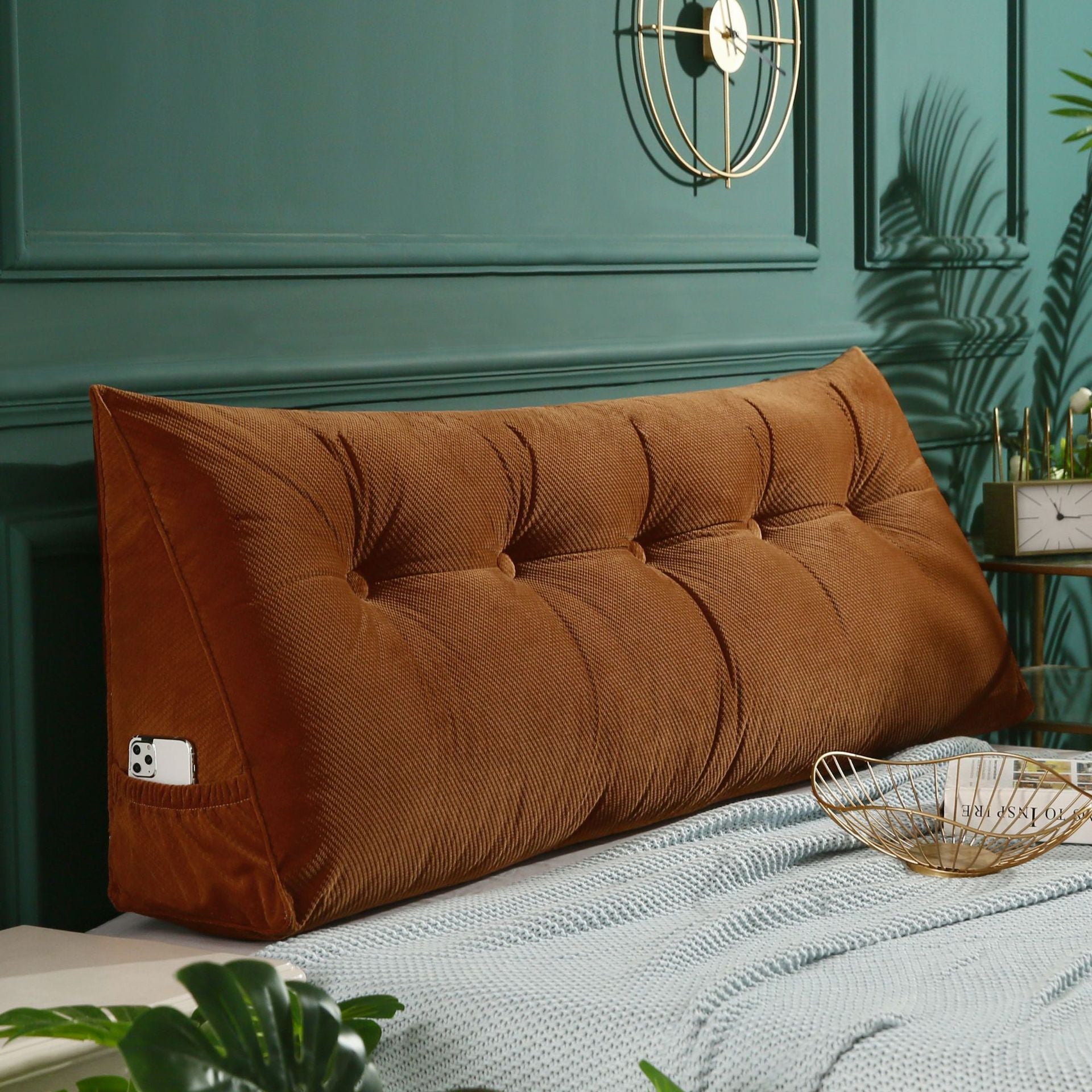 Three Dimensional Velvet Triangle Big Cushion Bedside Cushion Can Be - Bellarte Enchanté Three Dimensional Velvet Triangle Big Cushion Bedside Cushion Can Be