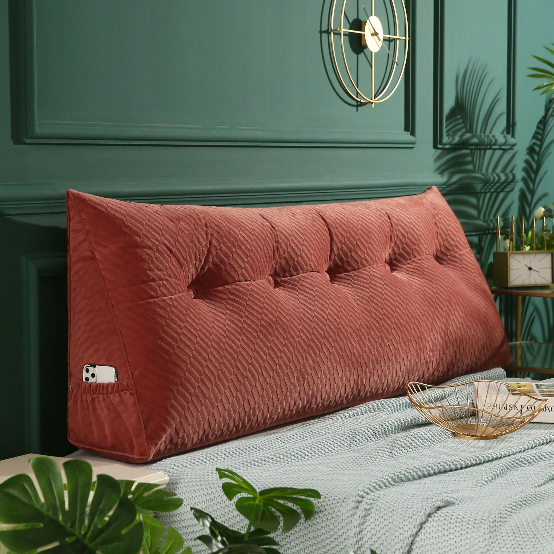 Three Dimensional Velvet Triangle Big Cushion Bedside Cushion Can Be - Bellarte Enchanté Three Dimensional Velvet Triangle Big Cushion Bedside Cushion Can Be
