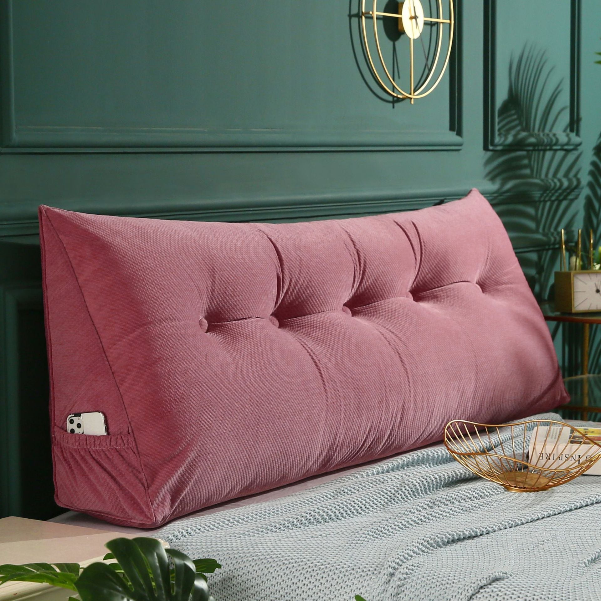 Three Dimensional Velvet Triangle Big Cushion Bedside Cushion Can Be - Bellarte Enchanté Three Dimensional Velvet Triangle Big Cushion Bedside Cushion Can Be