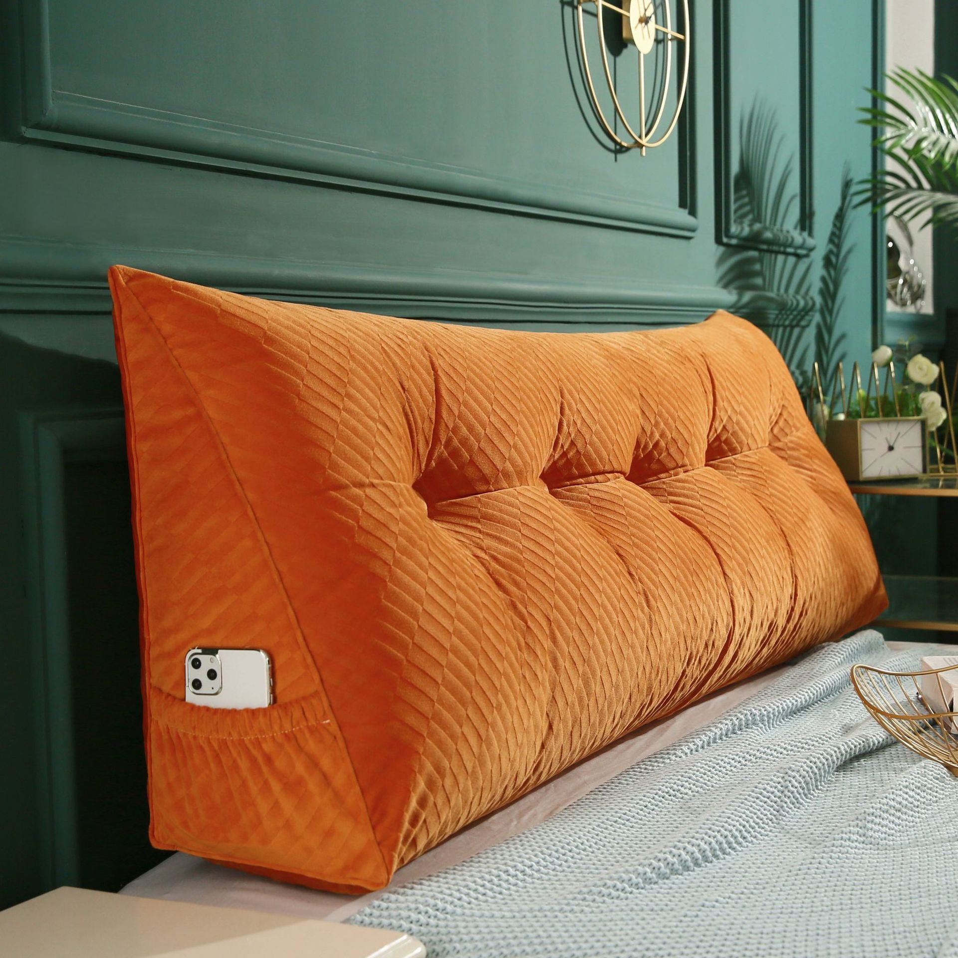 Three Dimensional Velvet Triangle Big Cushion Bedside Cushion Can Be - Bellarte Enchanté Three Dimensional Velvet Triangle Big Cushion Bedside Cushion Can Be