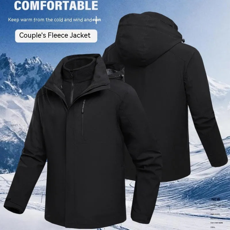 Three-in-one Waterproof Fleece-lined Thick Jacket - Bellarte Enchanté Three-in-one Waterproof Fleece-lined Thick Jacket