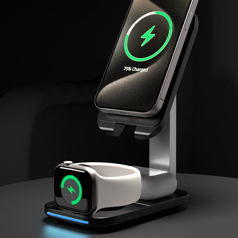 Three-in-one Wireless Charger Bracket Folding Magnetic Suction - Bellarte Enchanté Three-in-one Wireless Charger Bracket Folding Magnetic Suction