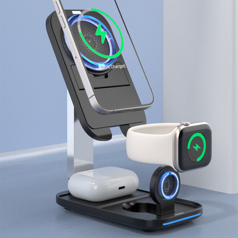 Three-in-one Wireless Charger Bracket Folding Magnetic Suction - Bellarte Enchanté Three-in-one Wireless Charger Bracket Folding Magnetic Suction