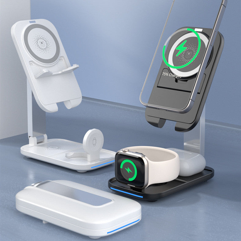 Three-in-one Wireless Charger Bracket Folding Magnetic Suction - Bellarte Enchanté Three-in-one Wireless Charger Bracket Folding Magnetic Suction