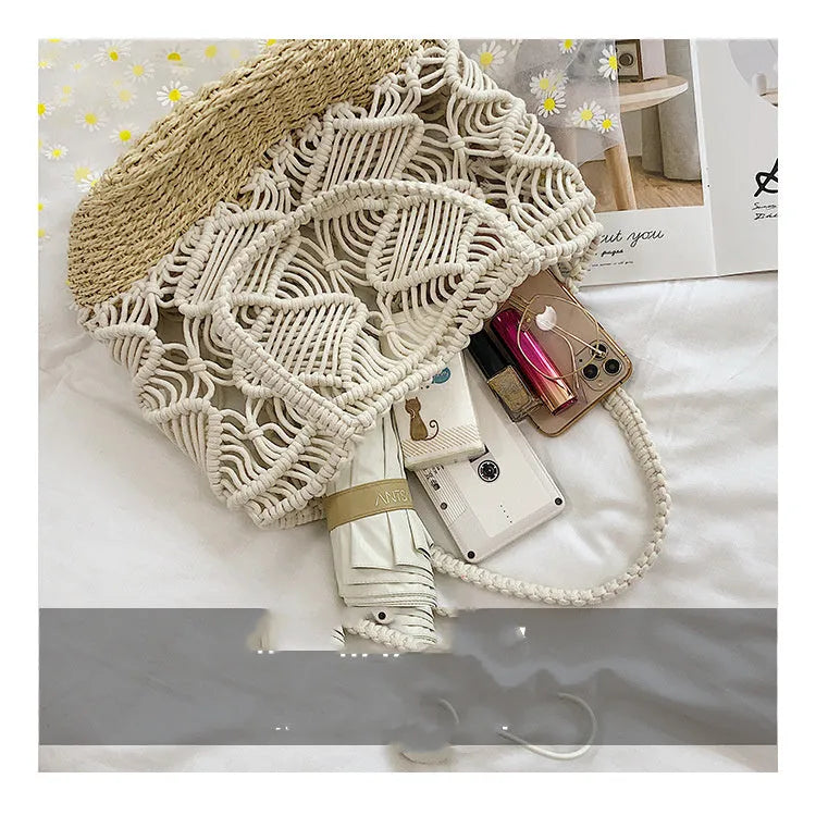 Tide Braided Beach Portable One Shoulder Large Capacity Bag - Bellarte Enchanté Tide Braided Beach Portable One Shoulder Large Capacity Bag