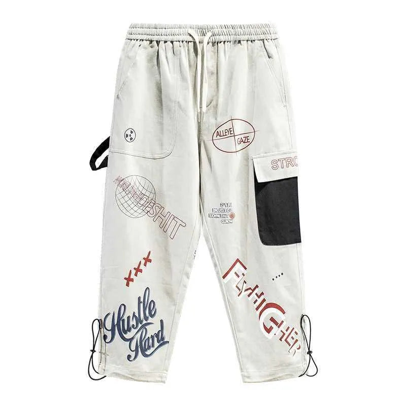 Tide Brand Overalls Male Korean Version Of The Trend Cartoon Graffiti Casual Pants - Bellarte Enchanté Tide Brand Overalls Male Korean Version Of The Trend Cartoon Graffiti Casual Pants