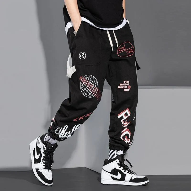 Tide Brand Overalls Male Korean Version Of The Trend Cartoon Graffiti Casual Pants - Bellarte Enchanté Tide Brand Overalls Male Korean Version Of The Trend Cartoon Graffiti Casual Pants