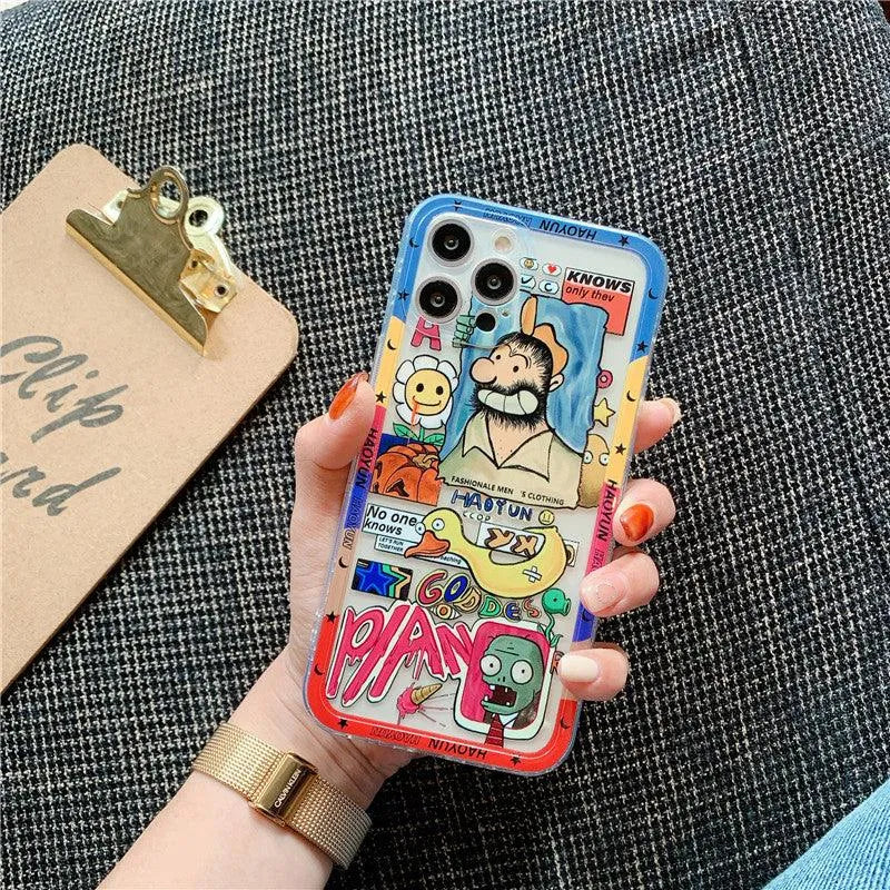 Tide Brand Retro Graffiti Phone Case Soft - Bellarte Enchanté Tide Brand Retro Graffiti Phone Case Soft