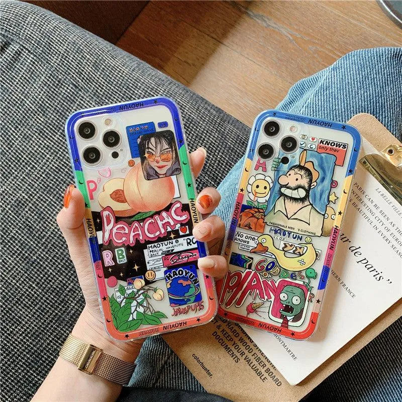 Tide Brand Retro Graffiti Phone Case Soft - Bellarte Enchanté Tide Brand Retro Graffiti Phone Case Soft