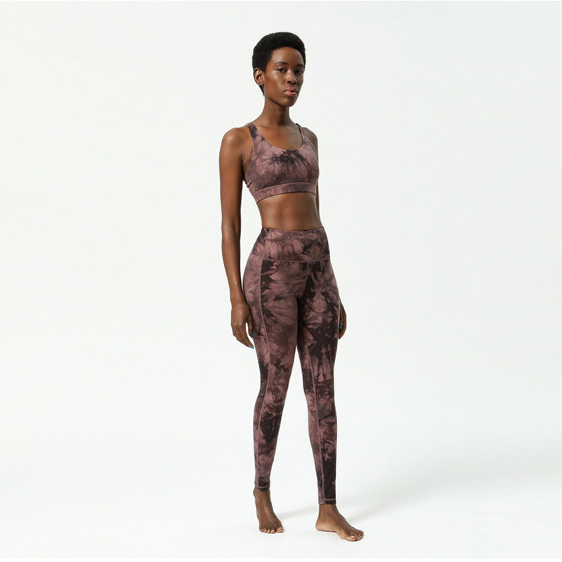 Tie Dye Printed Yoga Underwear Double Sided Sanding Nude Super Stretch Bra - Bellarte Enchanté Tie Dye Printed Yoga Underwear Double Sided Sanding Nude Super Stretch Bra