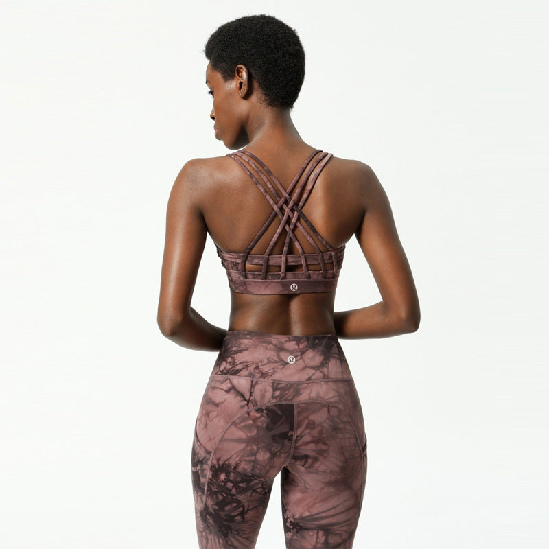 Tie Dye Printed Yoga Underwear Double Sided Sanding Nude Super Stretch Bra - Bellarte Enchanté Tie Dye Printed Yoga Underwear Double Sided Sanding Nude Super Stretch Bra