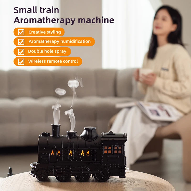 Train Shape Aromatherapy Diffuser Desktop Essential Oils Difusor Smoke Ring Double Spray Ultrasonic Air Humidifier With LED Lamp - Bellarte Enchanté Train Shape Aromatherapy Diffuser Desktop Essential Oils Difusor Smoke Ring Double Spray Ultrasonic Air Humidifier With LED Lamp