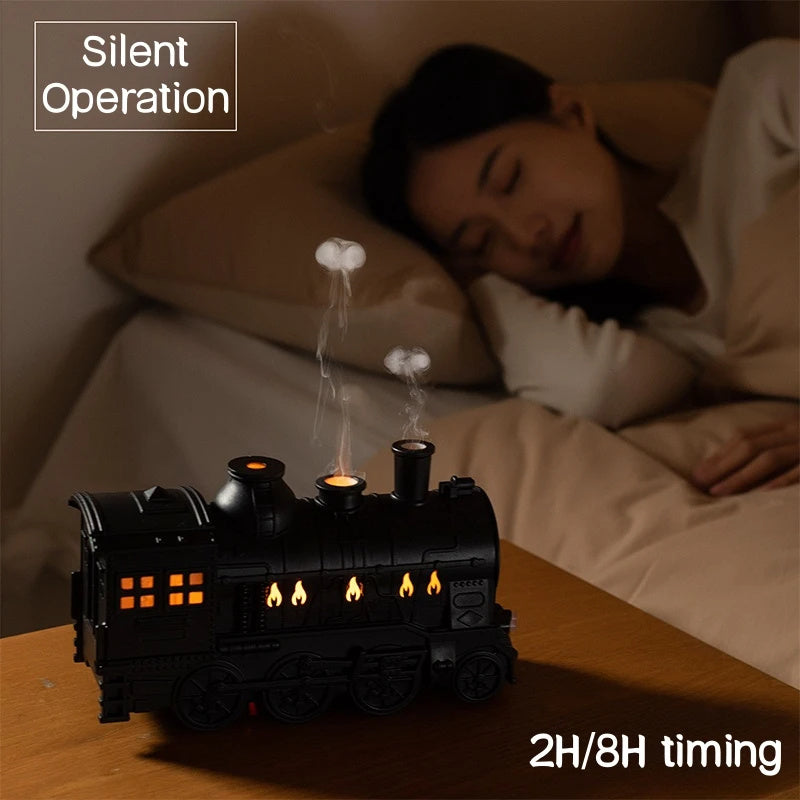 Train Shape Aromatherapy Diffuser Desktop Essential Oils Difusor Smoke Ring Double Spray Ultrasonic Air Humidifier With LED Lamp - Bellarte Enchanté Train Shape Aromatherapy Diffuser Desktop Essential Oils Difusor Smoke Ring Double Spray Ultrasonic Air Humidifier With LED Lamp