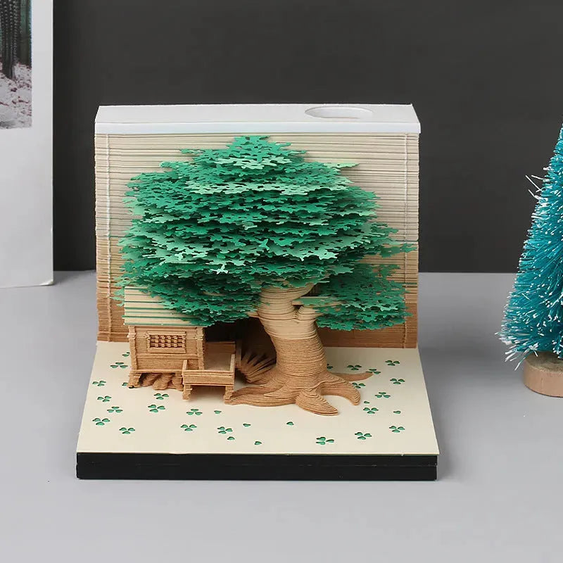 Tree House Panoramic 3D Notes Paper Carving Creative Calendar Decoration - Bellarte Enchanté Tree House Panoramic 3D Notes Paper Carving Creative Calendar Decoration