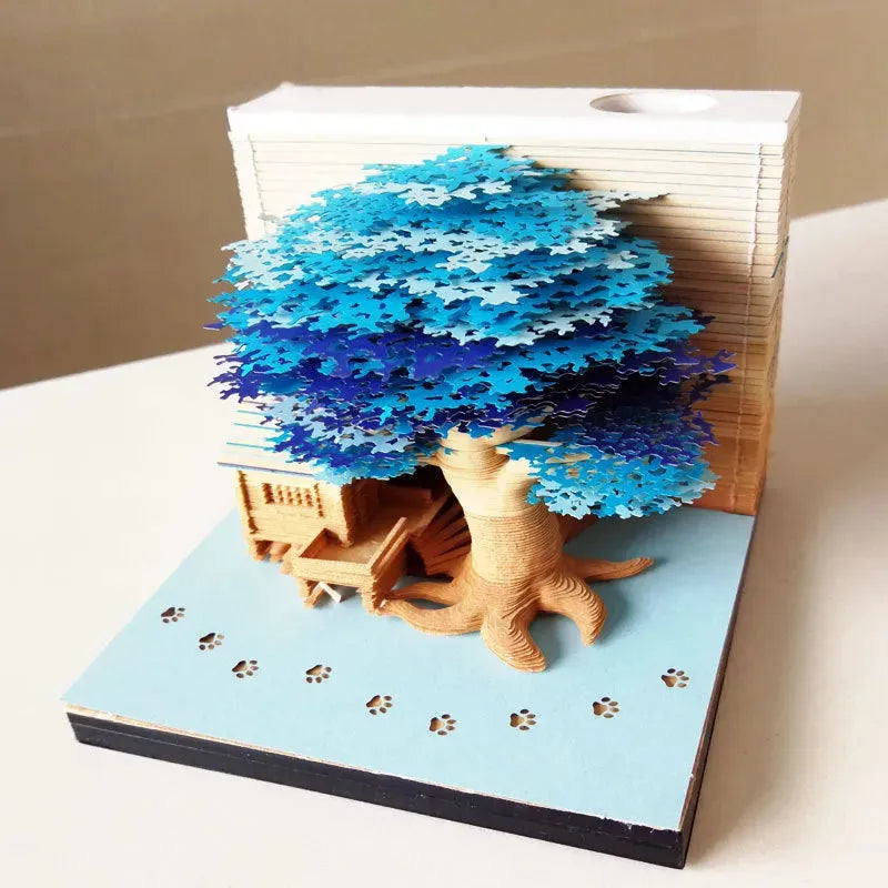 Tree House Panoramic 3D Notes Paper Carving Creative Calendar Decoration - Bellarte Enchanté Tree House Panoramic 3D Notes Paper Carving Creative Calendar Decoration