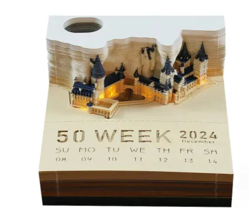 Tree House Paper Carving Notepad Creative Weekly Calendar Earth Calendar - Bellarte Enchanté Tree House Paper Carving Notepad Creative Weekly Calendar Earth Calendar