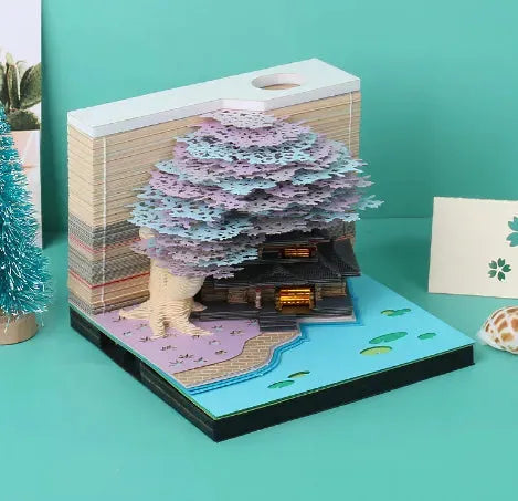 Tree House Paper Carving Notepad Creative Weekly Calendar Earth Calendar - Bellarte Enchanté Tree House Paper Carving Notepad Creative Weekly Calendar Earth Calendar