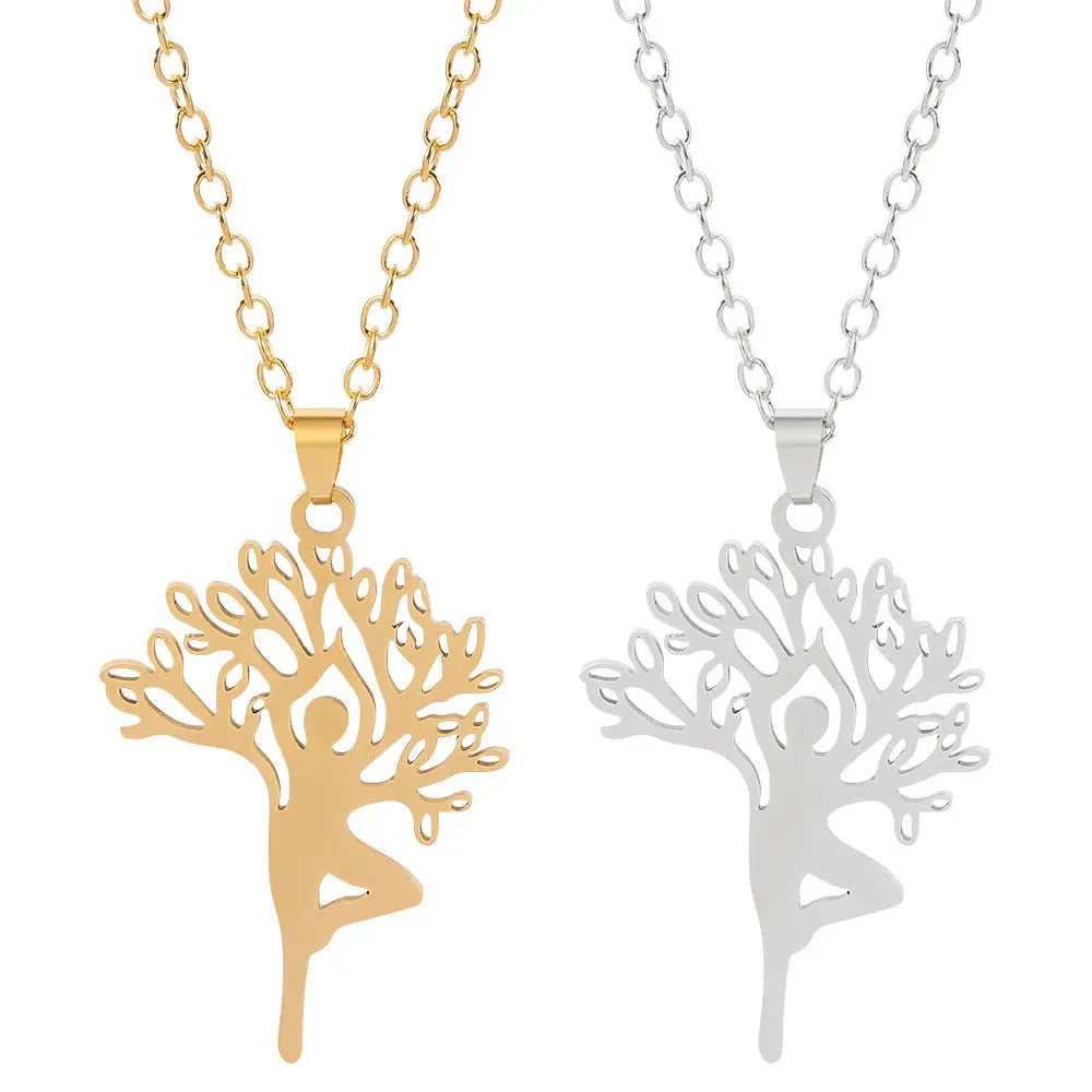 Tree of Life Necklace Stainless Steel Plant Pendant Clavicle Chain - Bellarte Enchanté Tree of Life Necklace Stainless Steel Plant Pendant Clavicle Chain