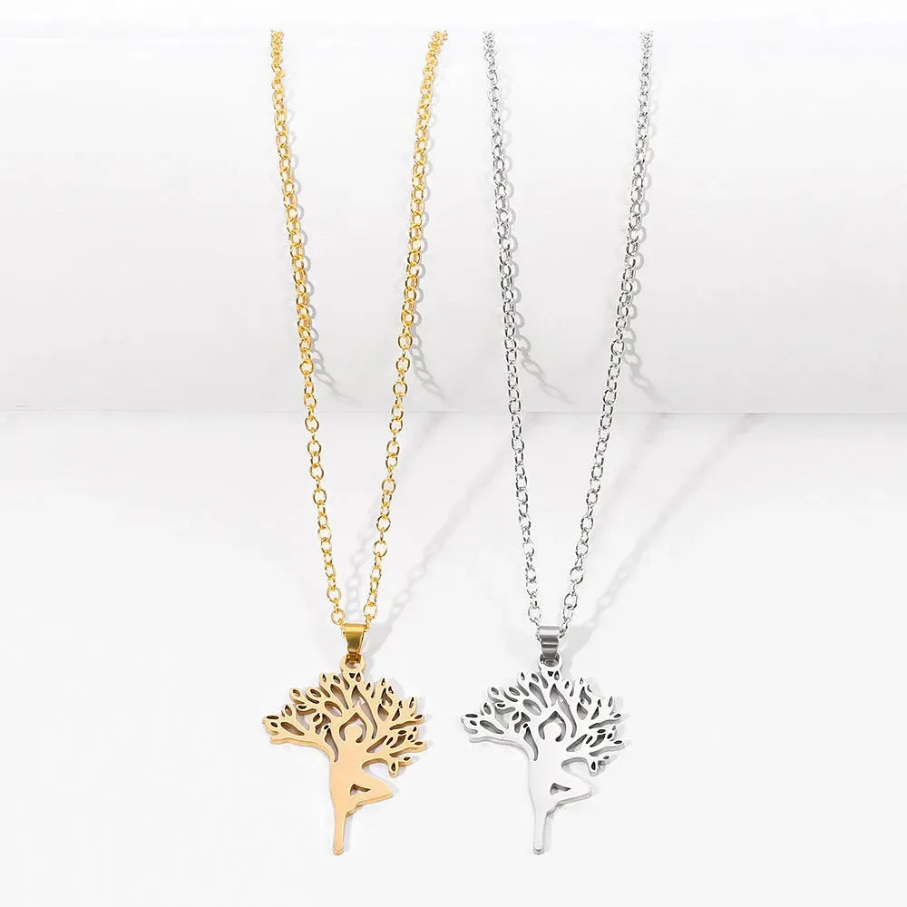 Tree of Life Necklace Stainless Steel Plant Pendant Clavicle Chain - Bellarte Enchanté Tree of Life Necklace Stainless Steel Plant Pendant Clavicle Chain