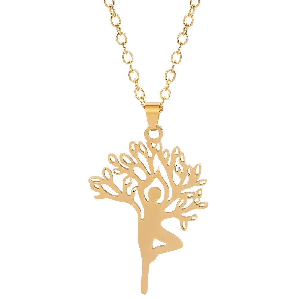 Tree of Life Necklace Stainless Steel Plant Pendant Clavicle Chain - Bellarte Enchanté Tree of Life Necklace Stainless Steel Plant Pendant Clavicle Chain