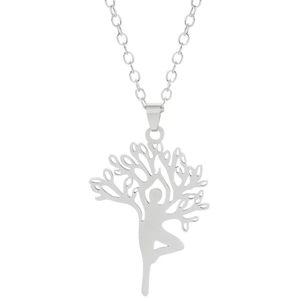 Tree of Life Necklace Stainless Steel Plant Pendant Clavicle Chain - Bellarte Enchanté Tree of Life Necklace Stainless Steel Plant Pendant Clavicle Chain