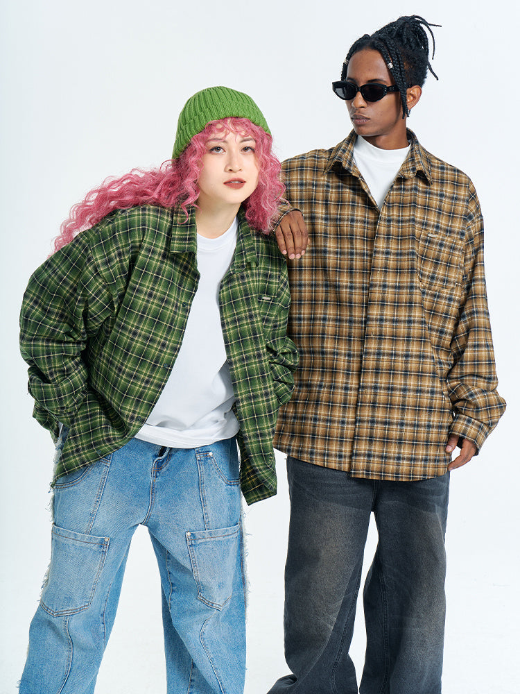 Trend Plaid Long Sleeve Shirt Retro For Men And Women - Bellarte Enchanté Trend Plaid Long Sleeve Shirt Retro For Men And Women