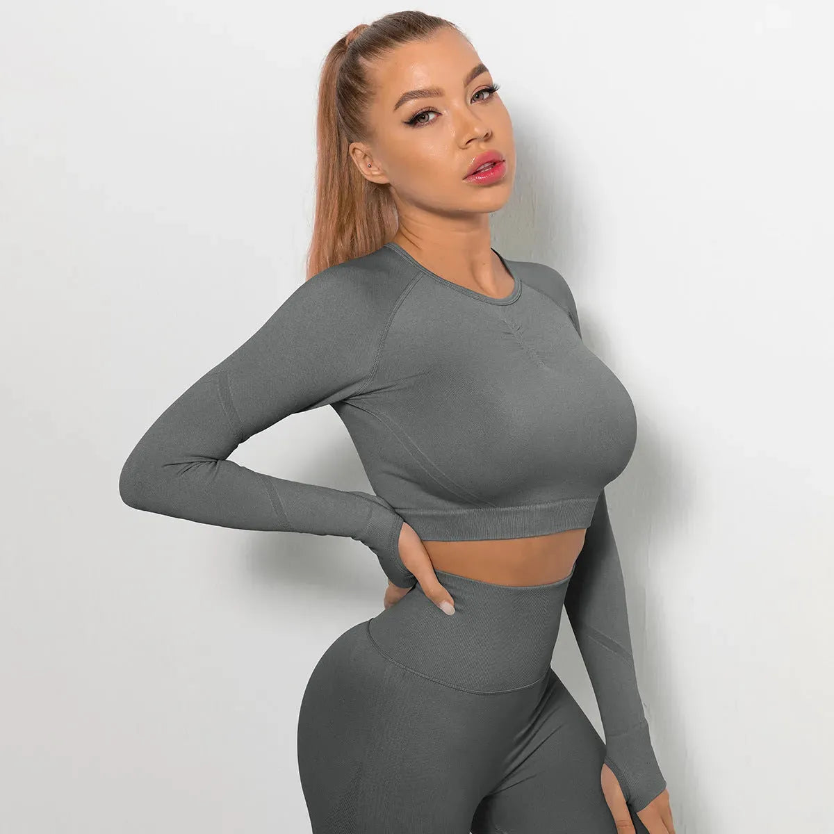 United States Seamless Long Sleeve High Elastic Fitness Yoga - Bellarte Enchanté United States Seamless Long Sleeve High Elastic Fitness Yoga