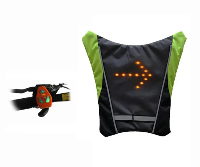 USB Rechargeable Reflective Vest Backpack with LED Turn Signal Light Remote Control Outdoor Sport Safety Bag Gear for Cycling - Bellarte Enchanté USB Rechargeable Reflective Vest Backpack with LED Turn Signal Light Remote Control Outdoor Sport Safety Bag Gear for Cycling