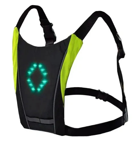 USB Rechargeable Reflective Vest Backpack with LED Turn Signal Light Remote Control Outdoor Sport Safety Bag Gear for Cycling - Bellarte Enchanté USB Rechargeable Reflective Vest Backpack with LED Turn Signal Light Remote Control Outdoor Sport Safety Bag Gear for Cycling