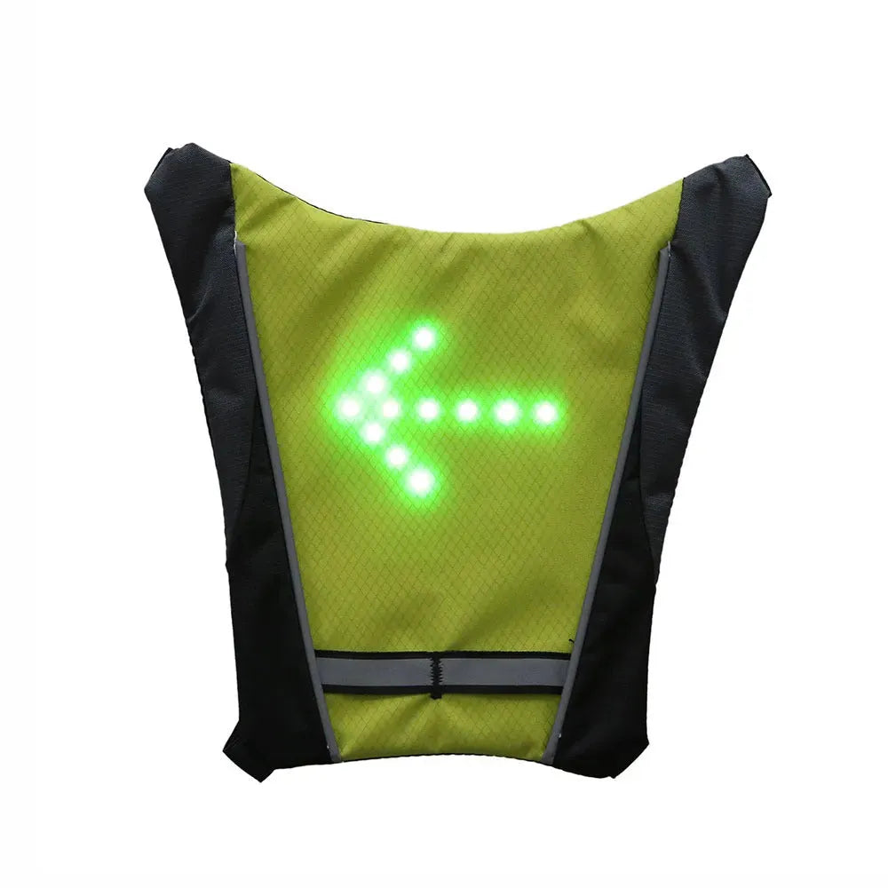 USB Rechargeable Reflective Vest Backpack with LED Turn Signal Light Remote Control Outdoor Sport Safety Bag Gear for Cycling - Bellarte Enchanté USB Rechargeable Reflective Vest Backpack with LED Turn Signal Light Remote Control Outdoor Sport Safety Bag Gear for Cycling