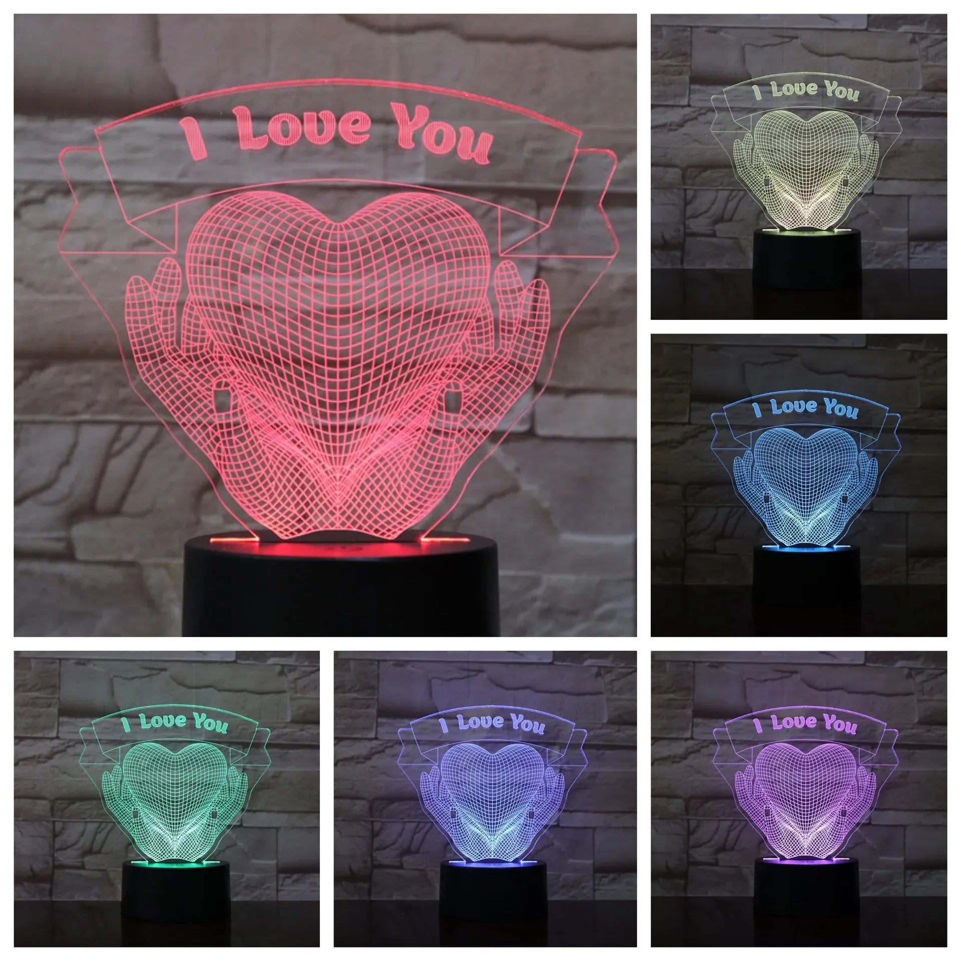 Valentines Day Gift Hands Holding Love 3D Night Light - Bellarte Enchanté Valentines Day Gift Hands Holding Love 3D Night Light