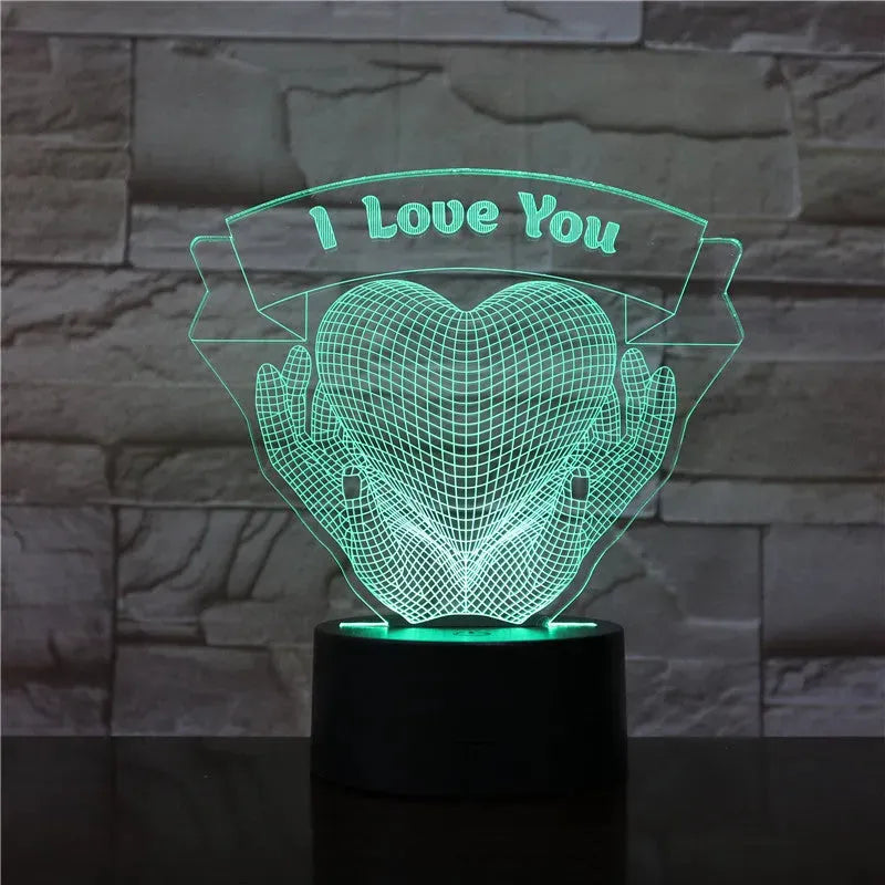 Valentines Day Gift Hands Holding Love 3D Night Light - Bellarte Enchanté Valentines Day Gift Hands Holding Love 3D Night Light