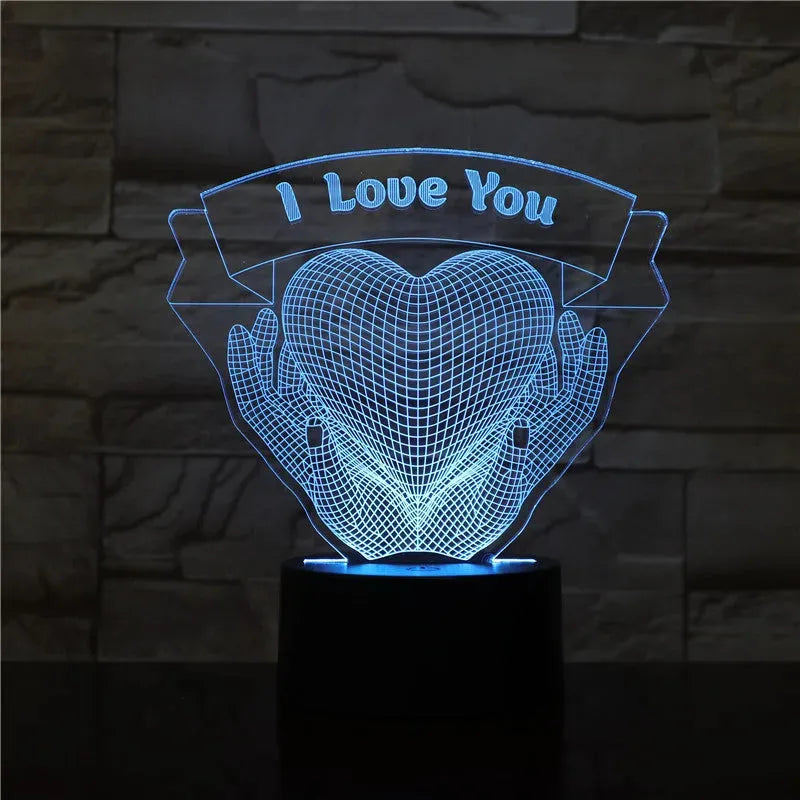 Valentines Day Gift Hands Holding Love 3D Night Light - Bellarte Enchanté Valentines Day Gift Hands Holding Love 3D Night Light
