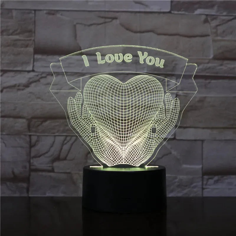Valentines Day Gift Hands Holding Love 3D Night Light - Bellarte Enchanté Valentines Day Gift Hands Holding Love 3D Night Light