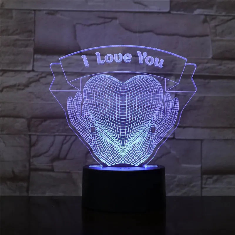Valentines Day Gift Hands Holding Love 3D Night Light - Bellarte Enchanté Valentines Day Gift Hands Holding Love 3D Night Light