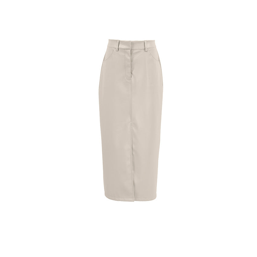 Vintage Fleece-lined PU Leather Leather Skirt - Bellarte Enchanté Vintage Fleece-lined PU Leather Leather Skirt