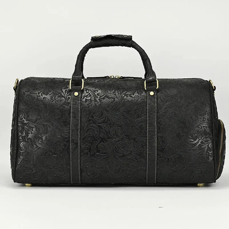 Vintage Print Crazy Horse Leather Handbag - Bellarte Enchanté Vintage Print Crazy Horse Leather Handbag